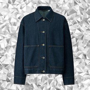 Lemaire X Uniqlo U Oversized Cropped Blue Denim Jacket // S
